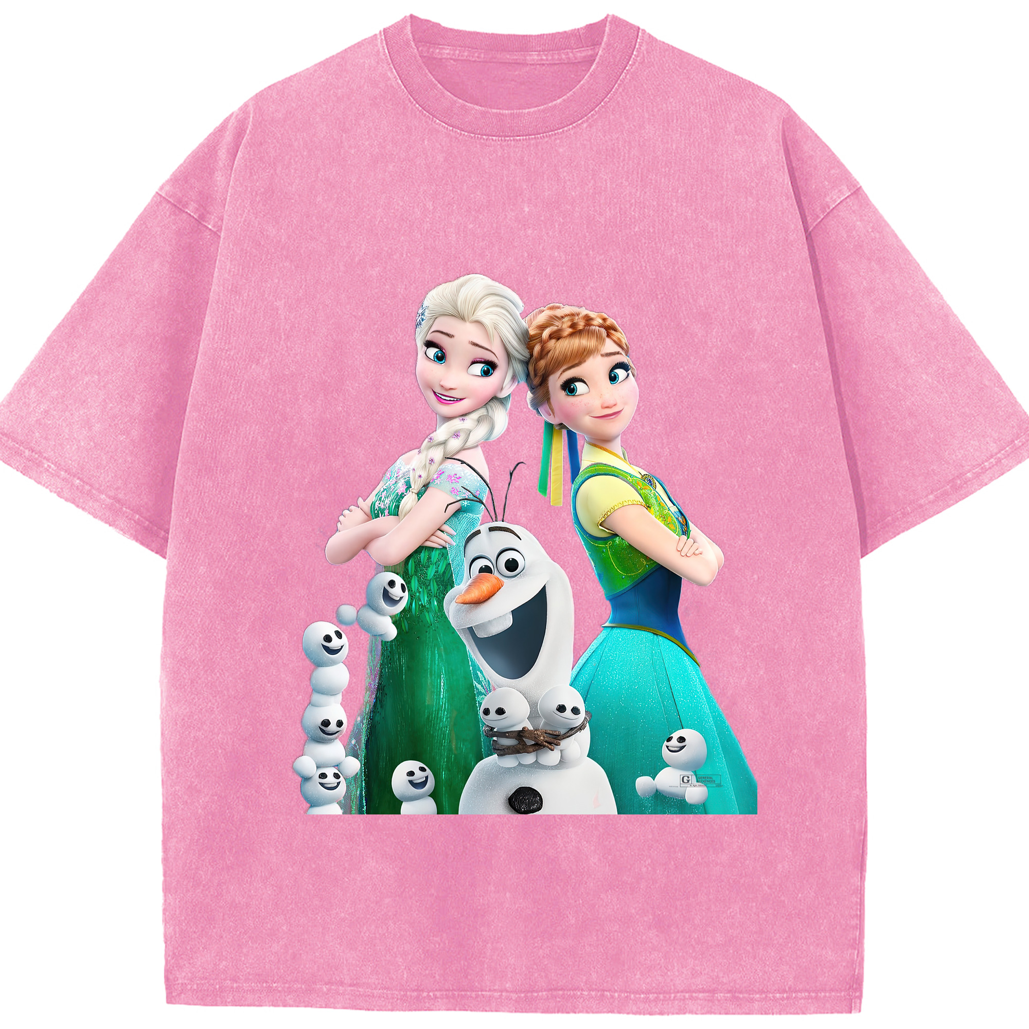 （画像用） アナと雪の女王 アンナ エルサ Frozen Anna Elsa 綿100% ヴィンテージ風 半袖Tシャツ（フロントプリント）